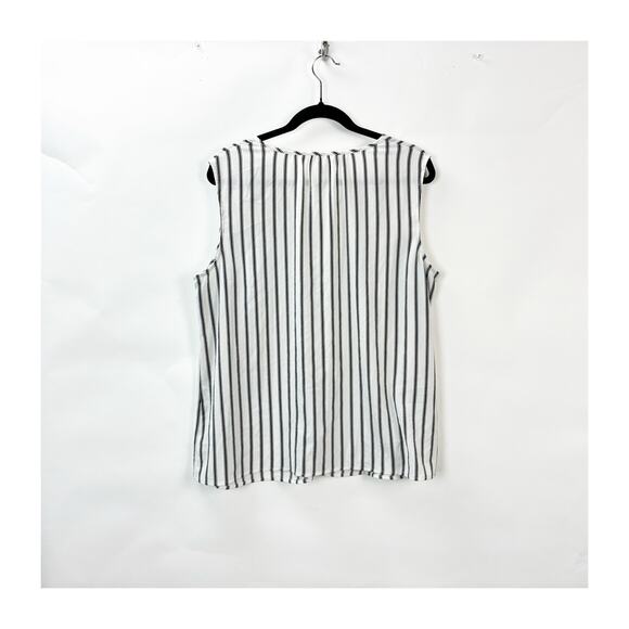 2/$30 Merona Plus Sleeveless Ruffle‑Front Blouse 2XL Women Black‑Ivory Striped - Picture 7 of 10